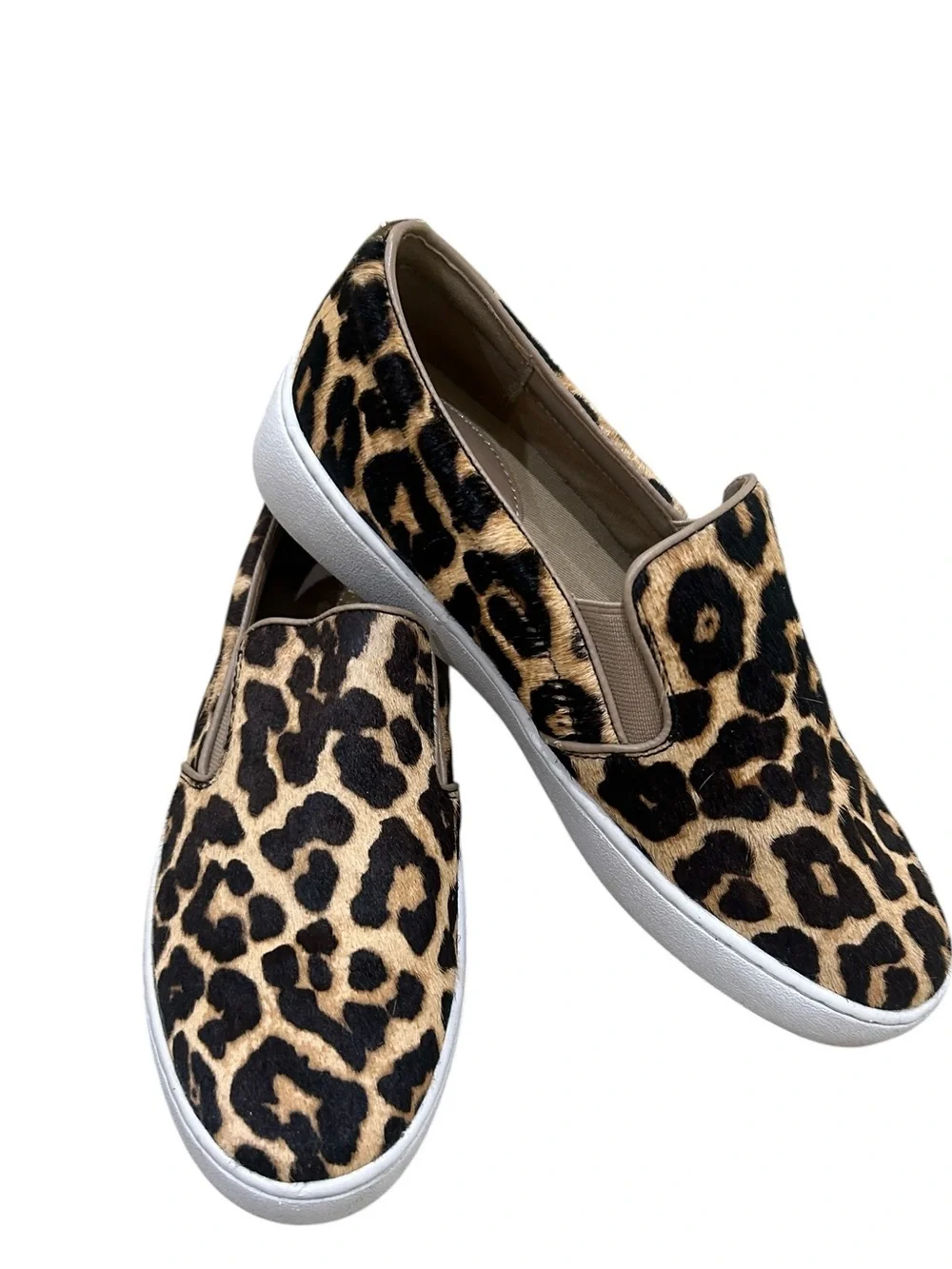 Michael Kors Leopard-Print Slip-On leather cowhide fur sneakers Tan & Black 6
